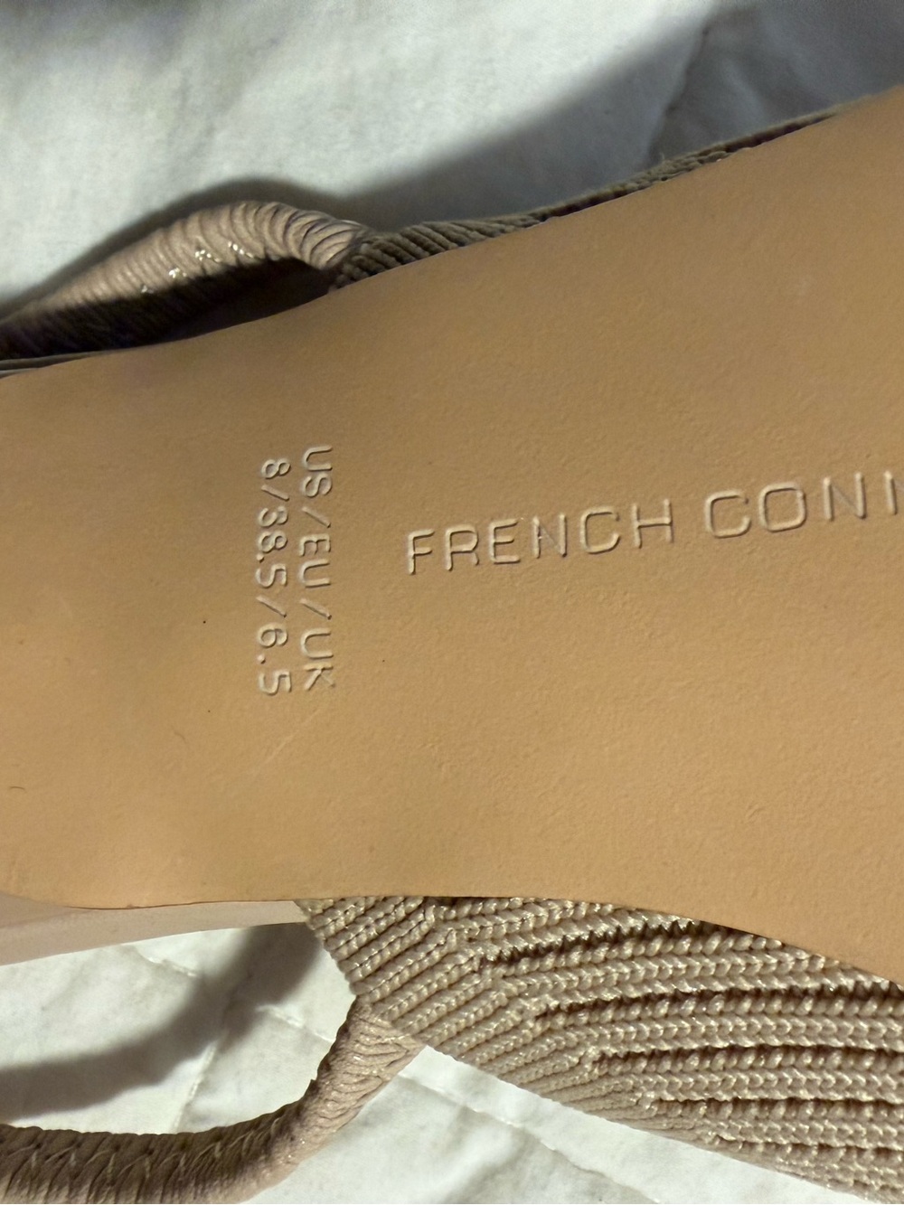French Connection Ribbed Pointed Slingback Mules in Beige Tan - Picture 4 of 4